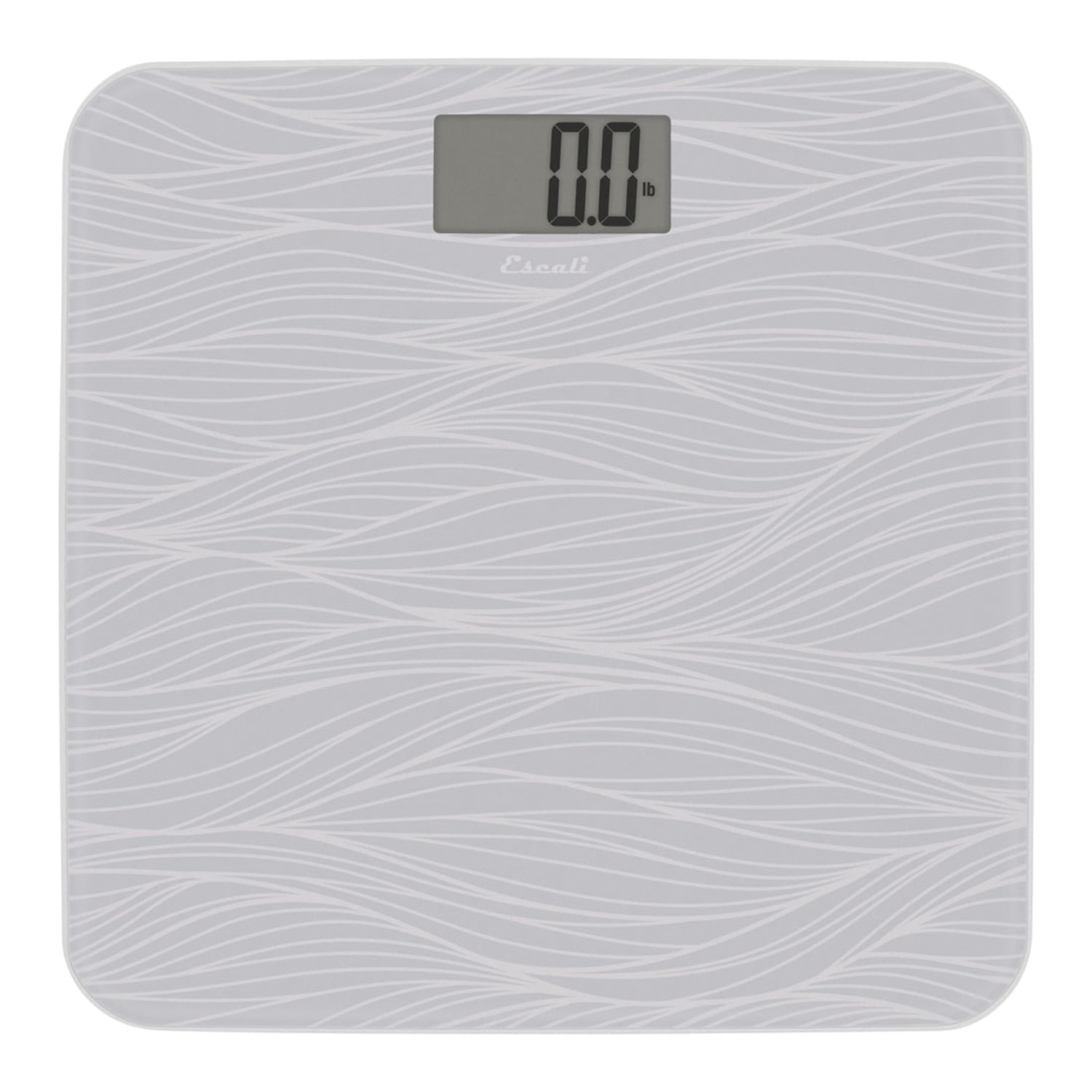 Escali Digital Glass Bath Scale for Body Weight, Bathroom Body Scale, High Capacity of 400 lb, Battery Included, Grey Waves