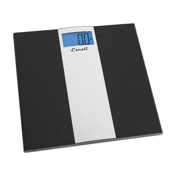 Escali US180B Ultra Slim Low Profile Bathroom Body Scale, LCD Digital Display,400lb Capacity, Black/Silver