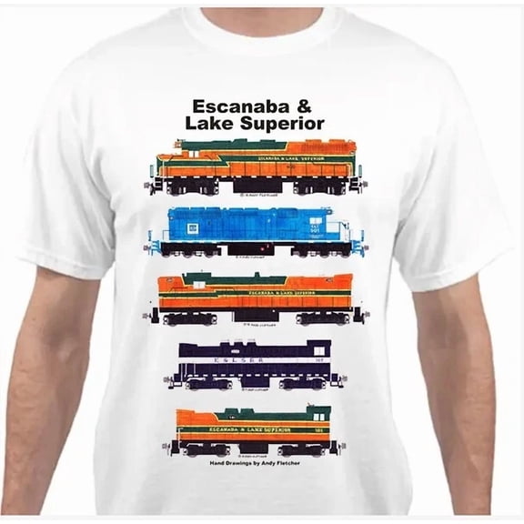 Escanaba & Lake Superior Locomotives Railroad T-Shirt by Andy Fletcher