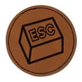 thumbnail image 1 of Escape Button Computer Keyboard Funny 2.5" Faux Leather Round Engraved Iron-On Patch - Brown, 1 of 6