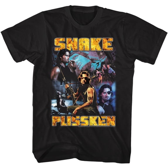 Escape From New York Snake Collage Black Adult T-Shirt 3Xl