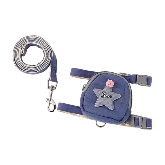 Escape Proof Cat/Dog Harness and Leash Set, Adjustable Soft & Breathable Vest for Secure Walking, Cute Cartoon Starfish Backpack Design for Small Medium Dogs and Cats,Blue,M