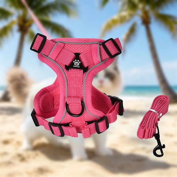Escape-Proof Cat Harness – Adjustable Breathable Mesh Vest with Leash Set, Reflective Pet Harness for Cats – Please Refer to Size Chart