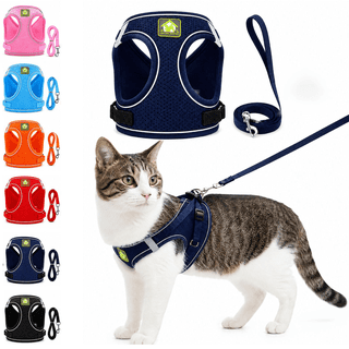 Escape Proof Cat Harness, Escape Proof Breathable Adjustable Vest  , Reflective Strip for Night Safety, Ideal for Outdoor Walking & Travel, Fits Small Medium Large Cats