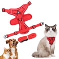 thumbnail image 1 of Escape Proof Cat Harness and Leash Set Reflective Adjustable Kitten Vest Harness Breathable Mesh No Pull Pet Harness 23x19 cm for Cats and Small Dogs Red, 1 of 9