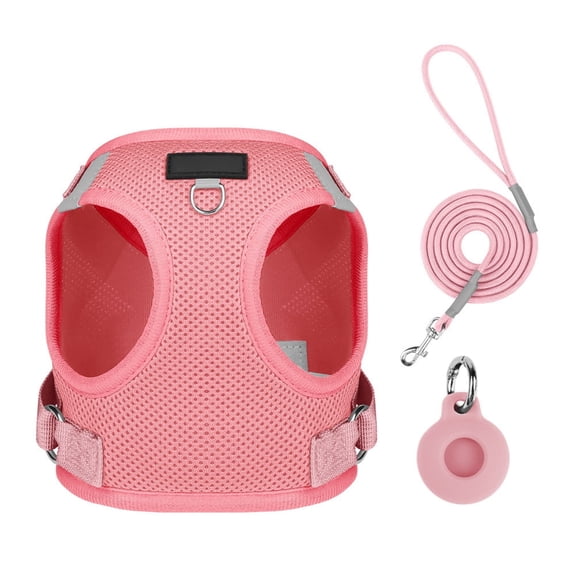 Escape‑Proof Dog Vest Harness with Leash & AirTag Holder, Soft Adjustable Mesh Pet Harness for Walking & Outdoor Travel, Ideal for Small Dogs and Cats