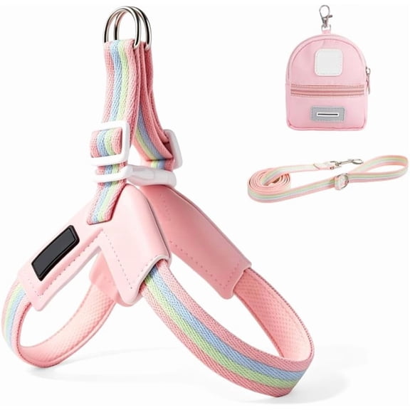 Cat Harness Leash Set with Backpack, Escape Proof Adjustable Reflective Mesh Vest for Dogs Cats, Outdoor Walking Travel Safety Gear