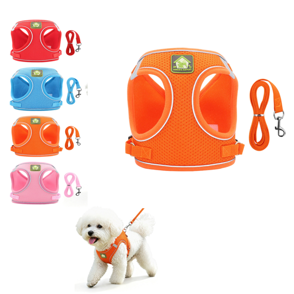 Escape Proof Cat Harness and Leash Set, Breathable Adjustable Vest Harness with Reflective Strip, Soft Secure Walking Gear for Outdoor Travel Camping