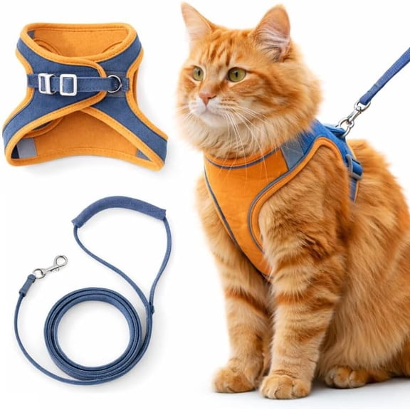 Escape Proof Cat Harness with Leash, Dual-Closure Adjustable Vest for Cats