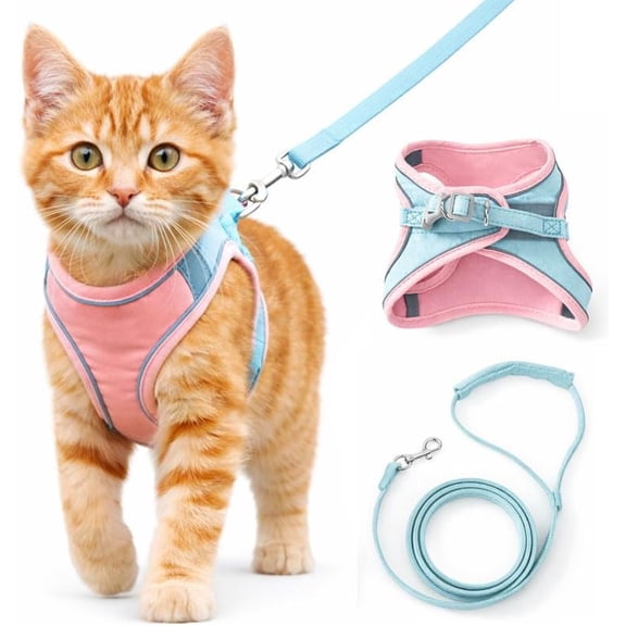 Escape Proof Cat Harness with Leash, Dual-Closure Adjustable Vest for Cats
