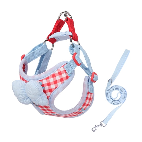 Escape Proof Cat Vest Harness and Leash Set, Adjustable Breathable Mesh Pet Harness with Bow for Walking Outdoor Use(Red,S)