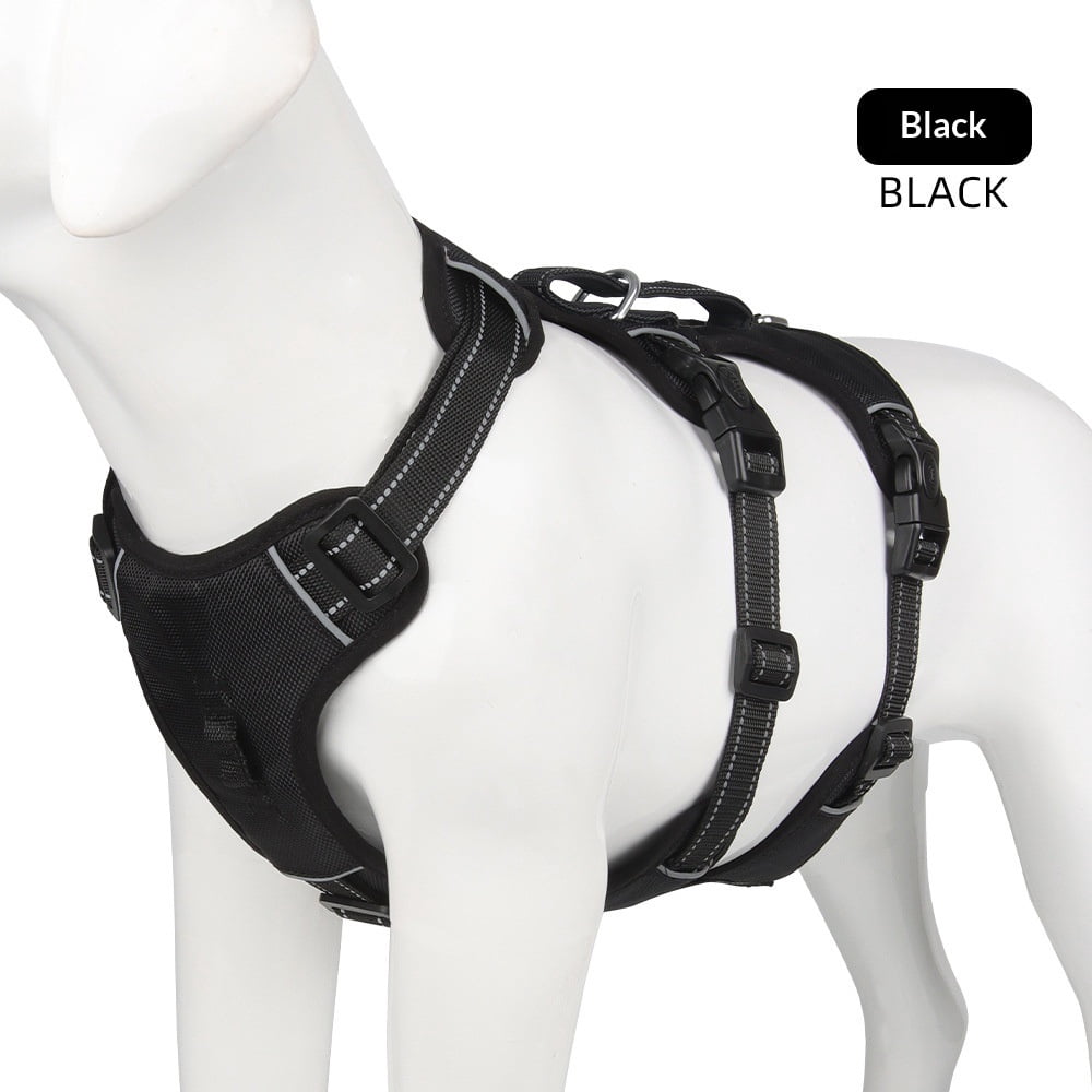 Escape Proof Dog Harness, No Choke No Pull Dog Vest Harness, Breathable Soft Padded Oxford, Leash Clips for Small Medium Dogs, Black,M