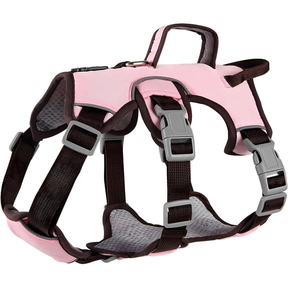 Escape-Proof Dog Harness with Padded Handle - Breathable Soft Reflective for Small/Medium Dogs (Walking/Training, Pink/S)
