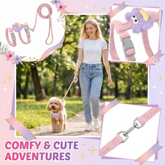 Escape Proof H-Style Cat and Dog Harness and Leash Set, Adjustable Lightweight Kitten Harness, Breathable No Pull Vest for Small Cats Outdoor Walking Training Travel(Pink,S)