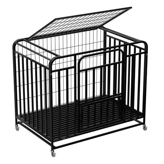 Escape Proof Heavy Duty Dog Crate,Dog Kennel Cage With 42 In Length,Max Load 77 Lbs And Foldable For Storage,Dog Kennel For Training Or Resting,Black