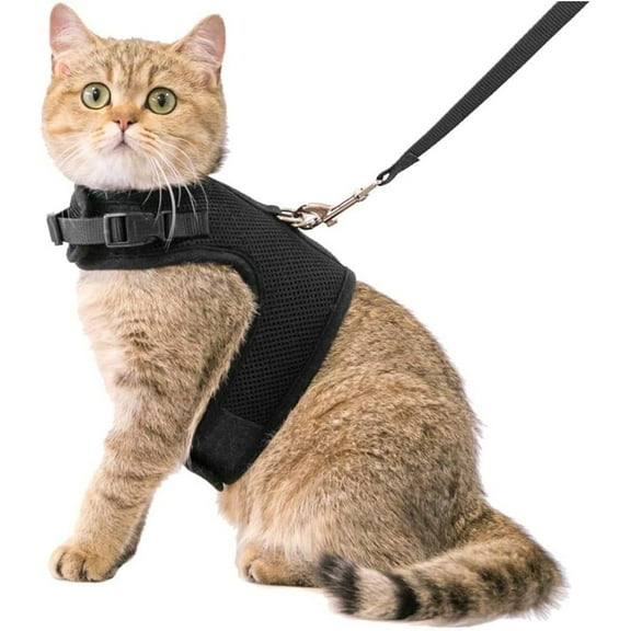 Escape Proof Pet Cat Harness with Leash Adjustable Soft Mesh Reflective XL
