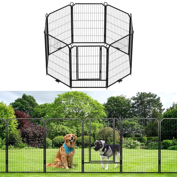 Escape-Proofs Stainless Steel Dog Playpen for Backyard, RV & Indoor Training | Expandable Pen,Secure Space for Small Dogs/Puppies (Black)