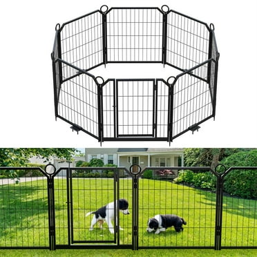 Escape-Proofs Stainless Steel Dog Playpen for Backyard, RV & Indoor Training | Expandable Pen,Secure Space for Small Dogs/Puppies (Black)