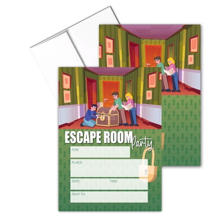 Escape Room Party Invintations - 25 Invites with Envelopes - B15240