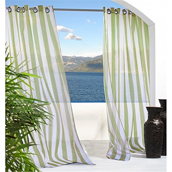 Escape Stripe Grommet Curtain Panel Window Dressing 54 x 84 in Green