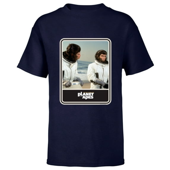 Escape from the Planet of the Apes 1971 Cornelius and Zira - Short Sleeve T-Shirt for Kids - Customized-Navy
