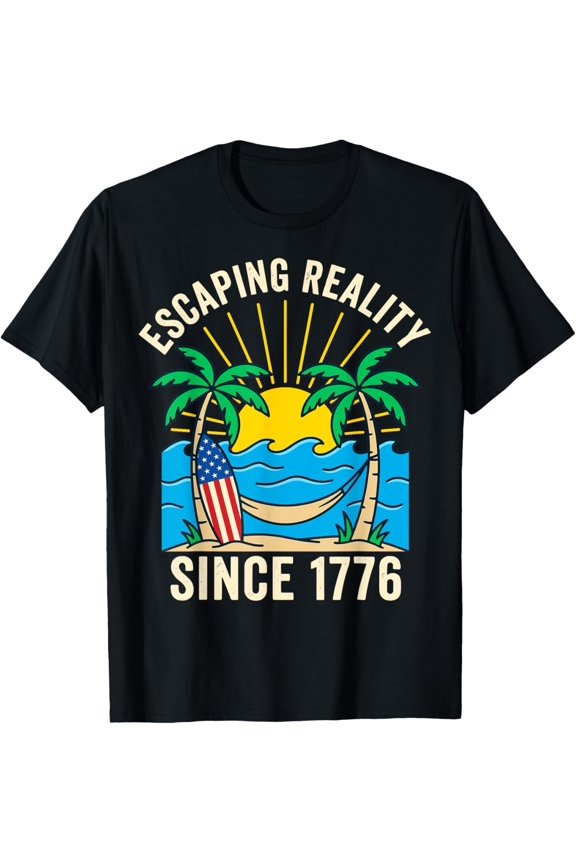 Escaping Reality Since 1776 Retro Camper Van Adventure T-Shirt