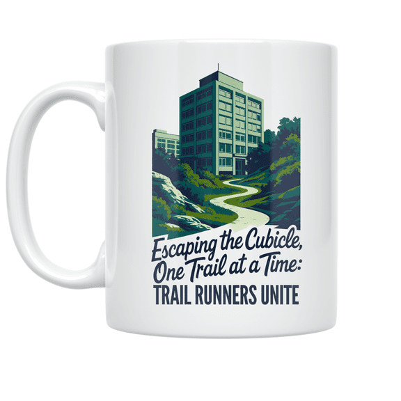 Escaping the Cubicle, One Trail at a Time - Trail Runner - 11 oz Ceramic Coffee Mug