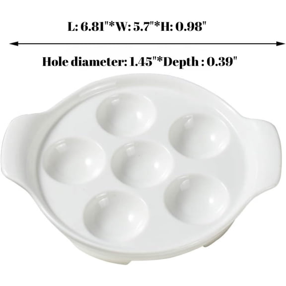 Escargot Baking Dish, 4 Pack Ceramic Escargot Dish 6 Holes Escargot Plates 6.5 Inch Snail Dish Escargot Serving Dish Escargot Pan for Home, Kitchen, Restaurant (with Tong and Fork)