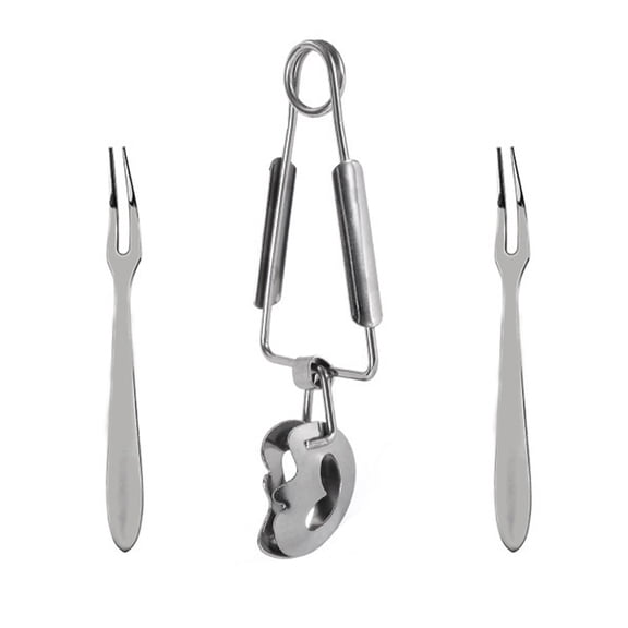 Hytrove Escargot Forks and Tongs Premium Design 1 Set 6.3x2.2in