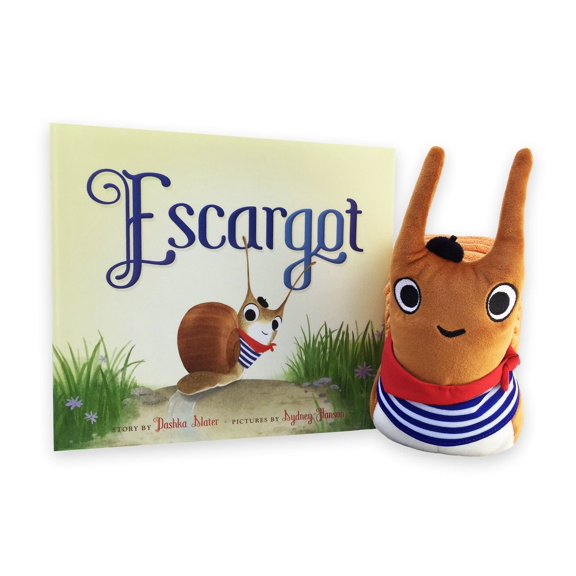 Escargot by Dashka Slater Hardcover, Snail Plush and Snail Fact Sheet (Educational Gift Set With an Invaluable Lesson of New Experiences with Humor)