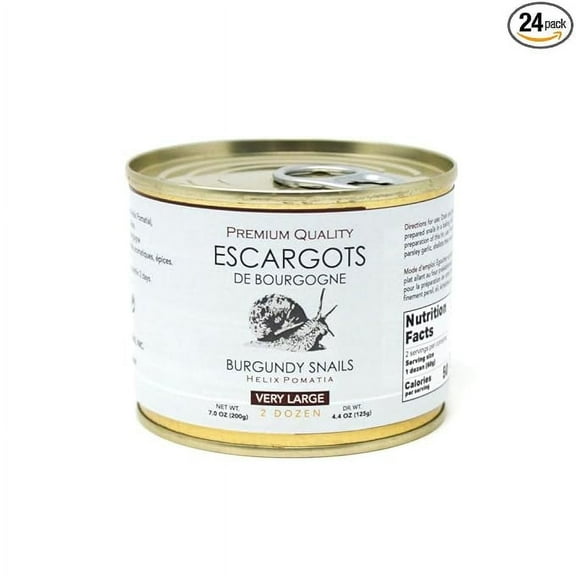 Great Atlantic Trading Escargots Snails Helix Pomatia, 24 Pieces, 200g Tin, Canned Seafood