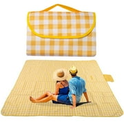 Eschen Picnic Blankets, Waterproof Outdoor Blanket, Sandproof Beach Camping Mat Extra Large Portable Travel Picnic Mat for Outdoor Beach Camping Hiking Park Grass, 59"x79" Yellow