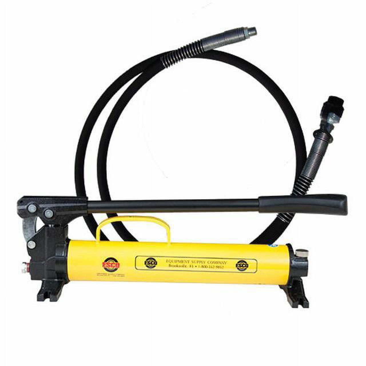 Yellow and Black Manual Hydraulic Pump Kit with Hose and Coupler