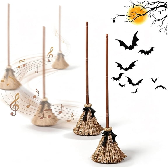 Escoba Magica Halloween, 37.4" Moving Witches Broom, 2026 Upgrand Halloween Dancing Magics Broom with Spooky Sounds & Light that Moves