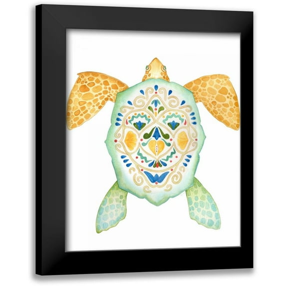 Escobedo, Mary 12x14 Black Modern Framed Museum Art Print Titled - Fiesta Sea Turtle 1