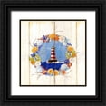 thumbnail image 1 of Escobedo, Mary  20x20 Black Ornate Wood Framed with Double Matting Museum Art Print Titled - Coastal Lighthouse Wreath, 1 of 4