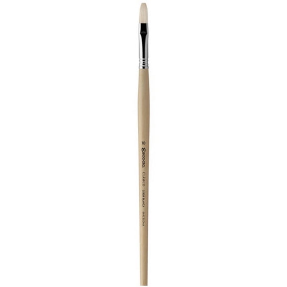Escoda Clasico Chungking White Bristle Brush - Flat, Long Handle, Size 18