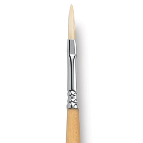 Escoda Clasico Chungking White Bristle Brush - Long Filbert, Long Handle, Size 4