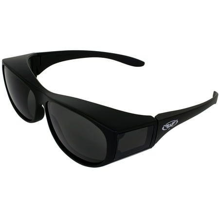 Escort Advanced System Safety Glasses Fits Over Most Eyewear - FREE Rubber EAR LOCKS and Microfiber Pouch! Black Frame