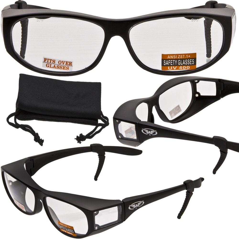 Escort Advanced System Safety Glasses Fits Over Most Prescription Eyewear Free Rubber Ear 