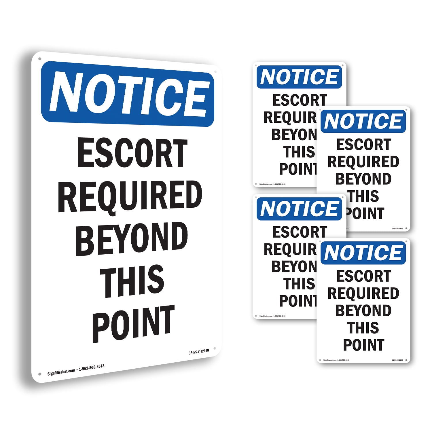 Escort Required Beyond This Point OSHA Notice Rigid Plastic Sign 24 ...