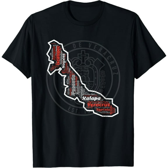 Escudo De Veracruz Mexico Mapa Ciudades Y Municipios T-Shirt