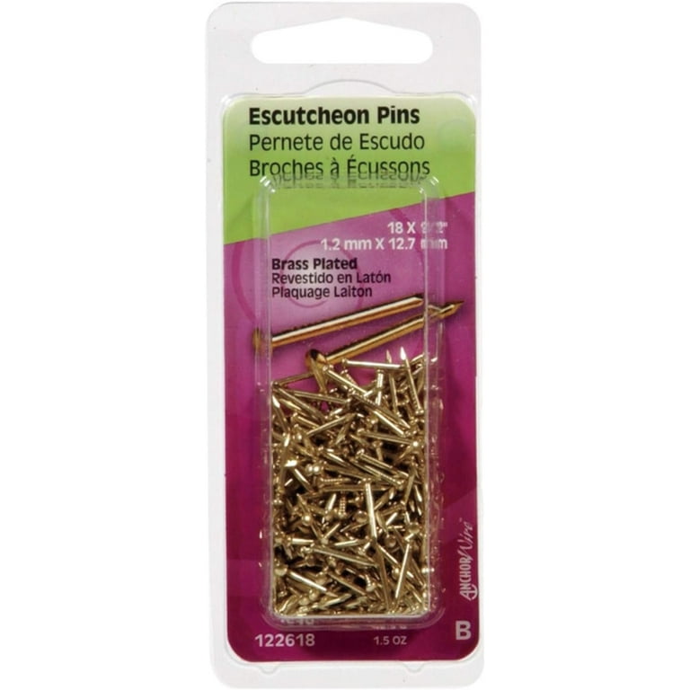 Hillman 18 Ga. X 1/2 in. L Brass-Plated Steel Escutcheon Pins 1 pk 1.5 oz Hillman 18 Ga. X 1/2 in. L Brass-Plated Steel Escutcheon Pins 1 pk 1.5 oz