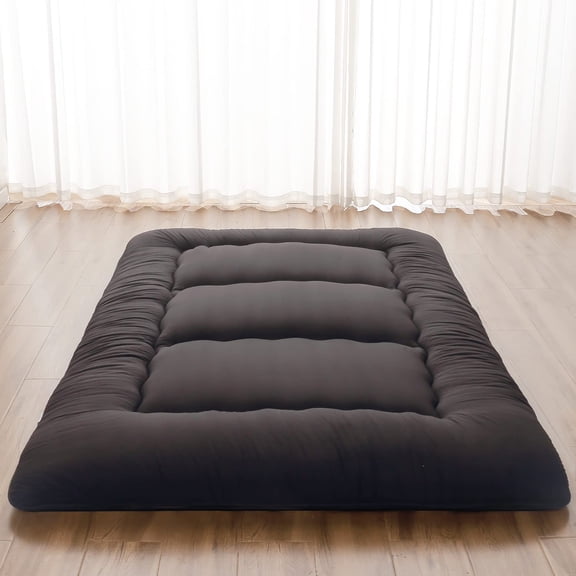 Ese Floor Mattress Futon With Portable Storbag And Washable Cover Roll Up Thick Tatami Mat Suitable For Camping Guest Room Black