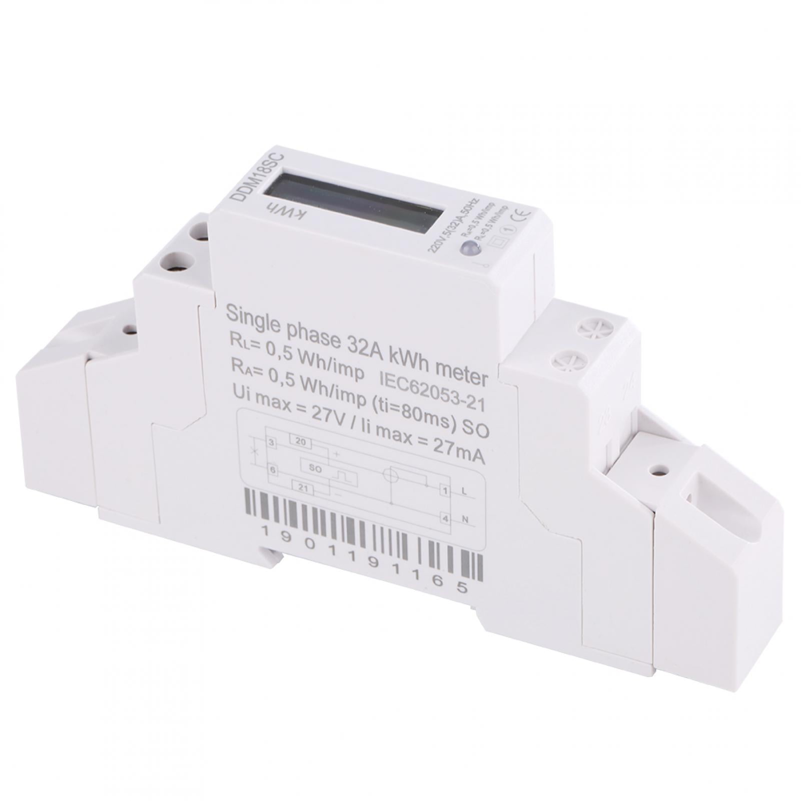 EseeAier 1P LCD Digital Display Single Phase Din Rail Electricity Power