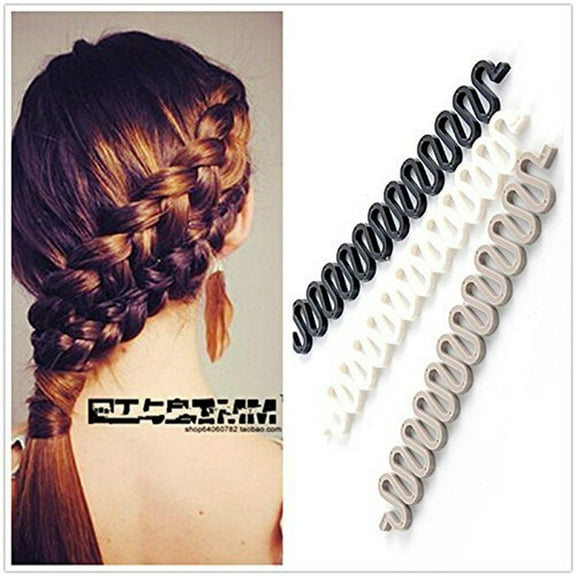 DIY French Hair Braiding Tool Roller Bun Maker 3Pcs (Black, Grey, White)