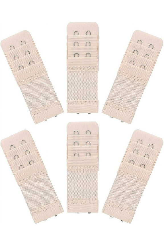 6 Pieces Women's Soft Comfortable Elastic Bra Extenders Bra Extension Strap 2 Hook 3 Row Lady's Bra Extender Bra Band