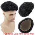 thumbnail image 1 of Eseewigs Mens Toupee 10x8 Inch Replacement Kinky Curl Mens Wig Full PU Base Hairpiece For Men 100% Brazilian Remy Human Hair 1B#, 1 of 1