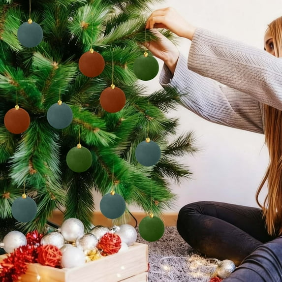 Esferas De Navidad Grandes Ralph Lauren Christmas Decor Velvet Balls Ornaments 3.15Inch For Christmas Tree Baby Shower Girls First Christmas Decorations Birthday Party