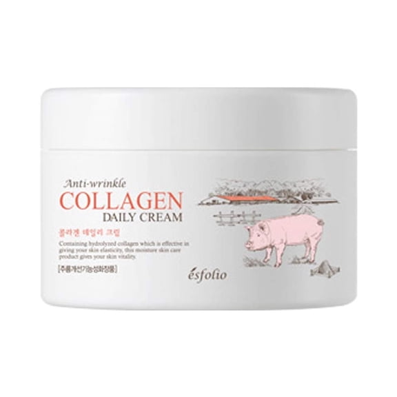 Esfolio Collagen Anti-Wrinkle Daily Face Cream  Lightweight Moisturizer with Hydrolyzed Collagen Botanical Extracts for Smooth, Soft-Feeling Skin  Korean Skincare All Skin Types (200ml / 6.8 fl oz)